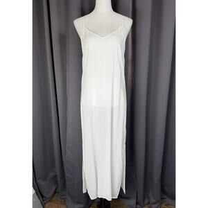 Splendid White Maxi Slip Or Dress Sz M Adjustable Straps Side Slits Beach